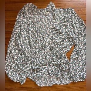 Max Studio Floral Print Wrap Blouse